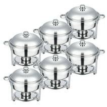 Wilprep 6 Pack Stainless Steel Chafer Set Buffet Serving Dish Kit with 5 Quart Pans Lids