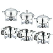 Wilprep 6 Pack Stainless Steel Chafer Set with 5 qt Food Warming Pans Lids Fuel Holders