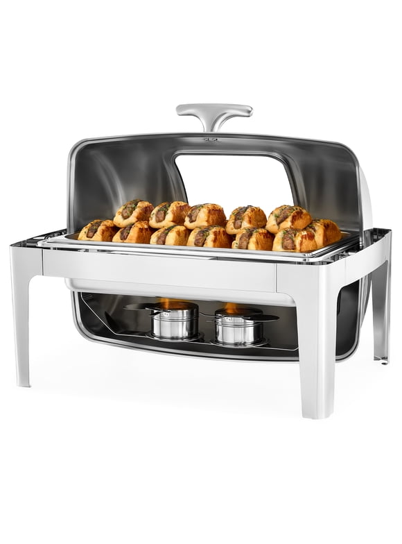 Wilprep 8.4 qt Roll Top Chafing Dish Buffet Set Stainless Steel Food Warmer Silver