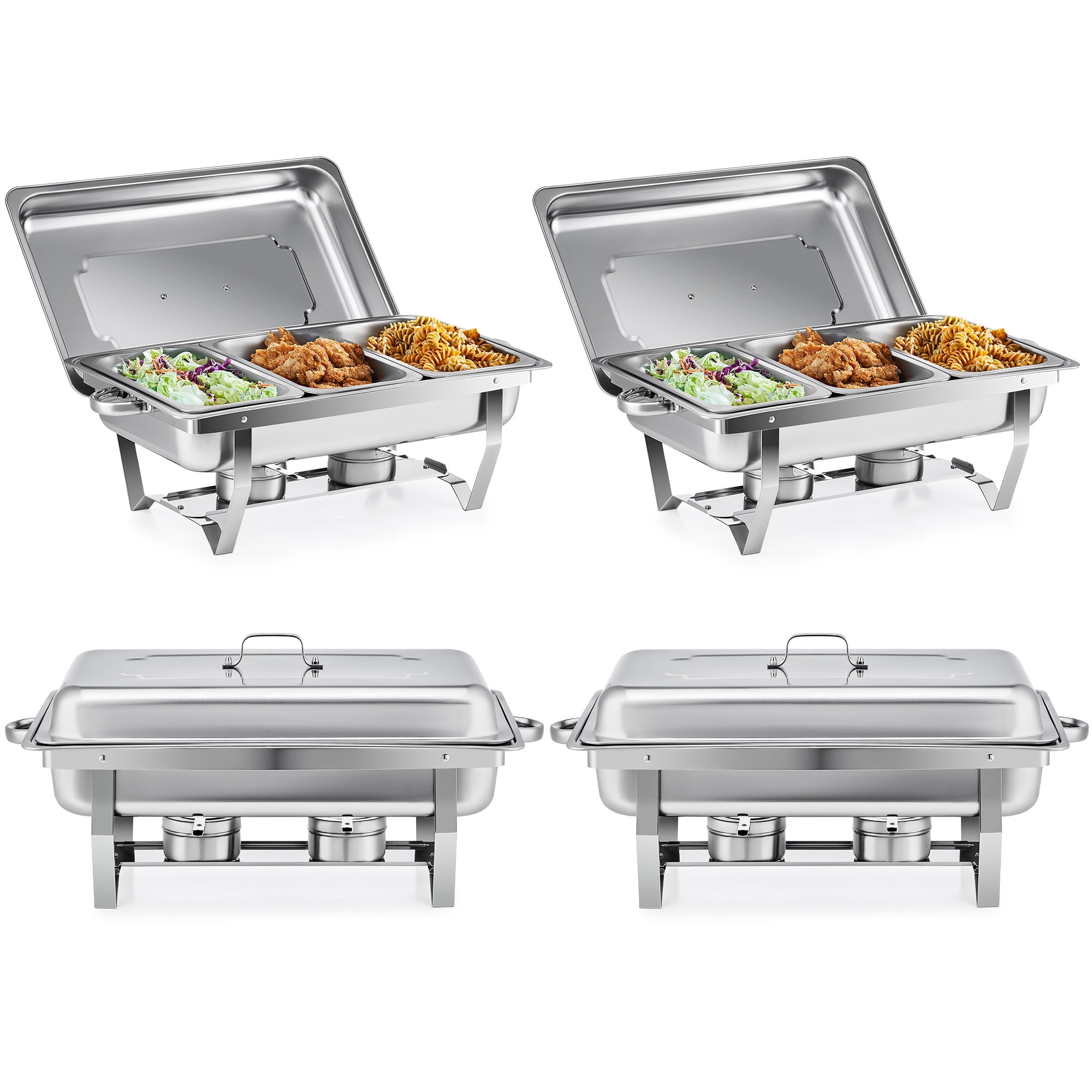 Wilprep 8qt Stainless Steel Chafers, Serving Buffet Set, 4 Pack Parties