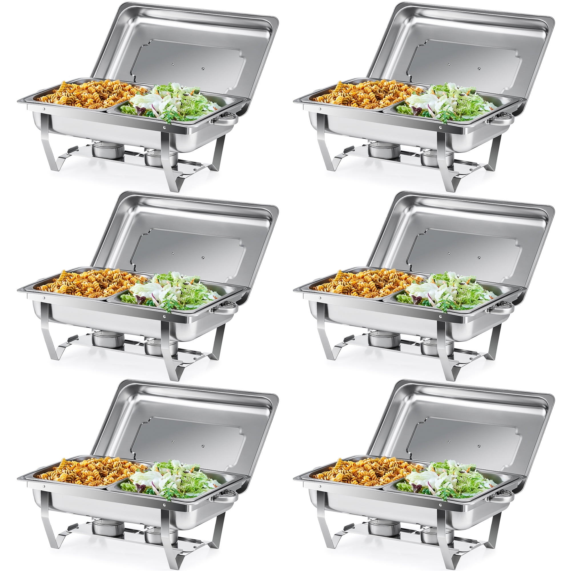 SUPER DEAL 8QT Buffet Chafing Dish Set - Stainless Steel Full Size Chafer With Foldable Frame, 8-Pack For Parties, Catering