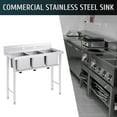 thumbnail image 1 of Wilprep Dishwashing Sink w Backsplash Heavy Duty Water Basins More 3 Compartments, 1 of 9