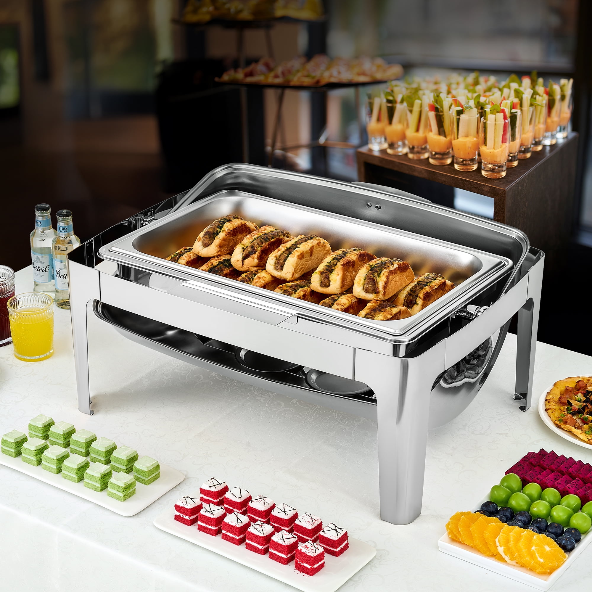 Wilprep Roll Top Chafing Dish Buffet Set 8.4 qt Food Warmer with Full