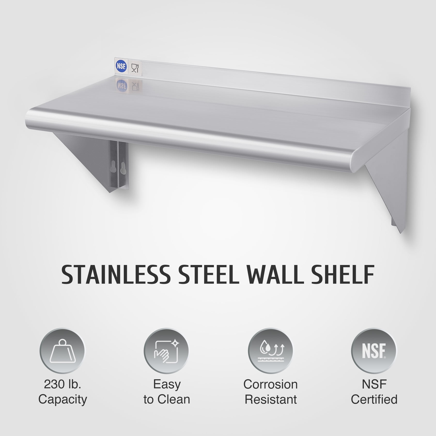 Wilprep Stainless Steel 12"x24" Kitchen Wall Mount Shelf for Home
