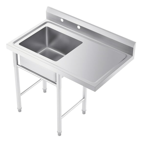 Wilprep Stainless Steel Kitchen Sink Commercial Work Table Utility Sink with Drainboard