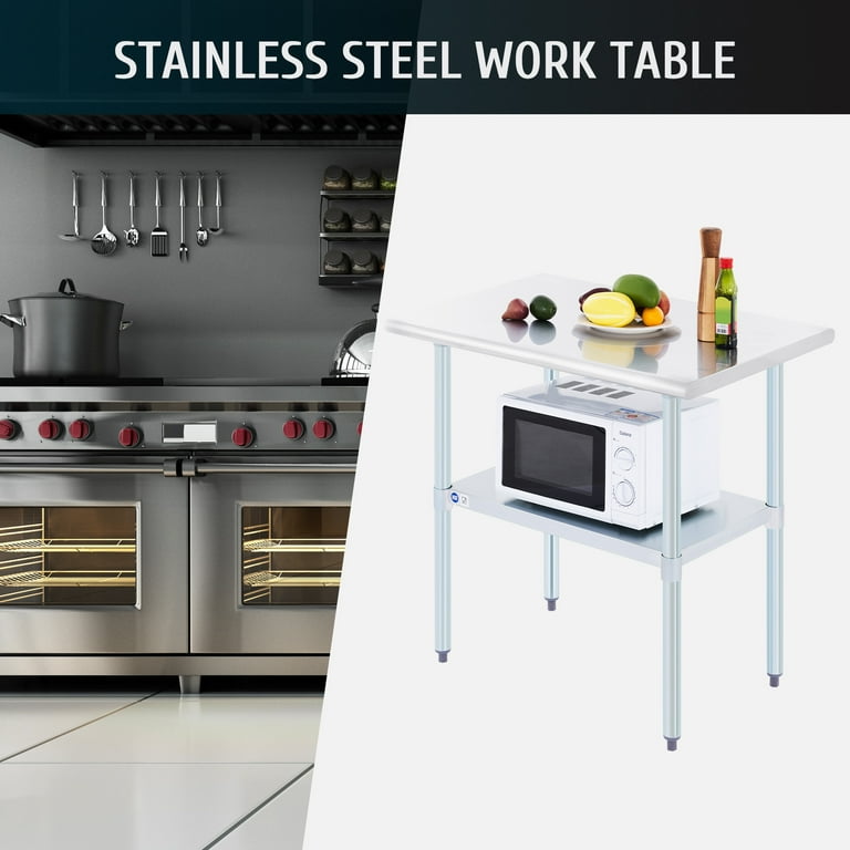 Wilprep Stainless Steel Prep Table with Adjustable Shelf 36x24 inch Kitchen Work Table Size 36 x 24 x 34.8 91.4x61x88.3 cm Silver
