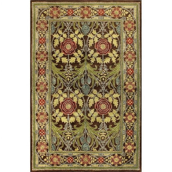 Wilshire Collection Floral Transitional 100 Percent Wool Hand Tufted Area Rug - Chocolate - 8 ft. 6 in. x 11 ft. 6 in.