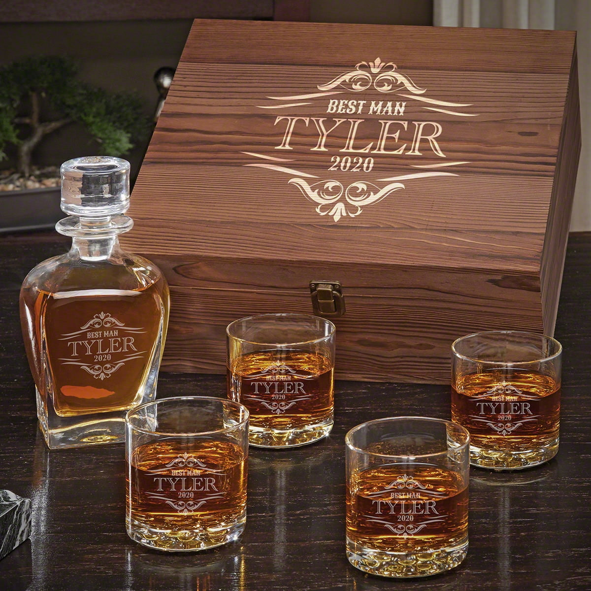 Engraved Whiskey Gift Box Perfect for Whiskey Lovers Custom 