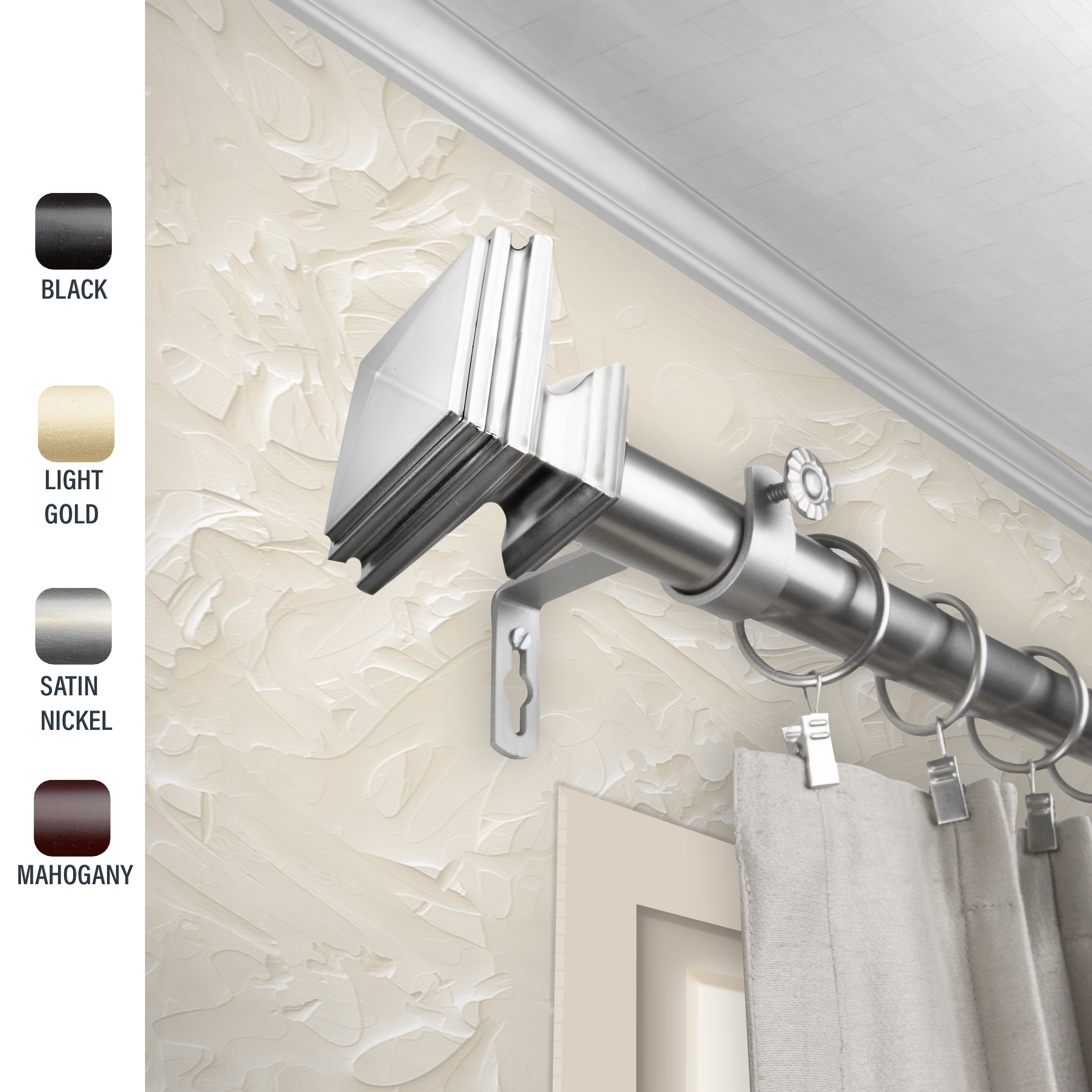 Wilson 1" dia. Curtain Rod 28-48 inches - Satin Nickel