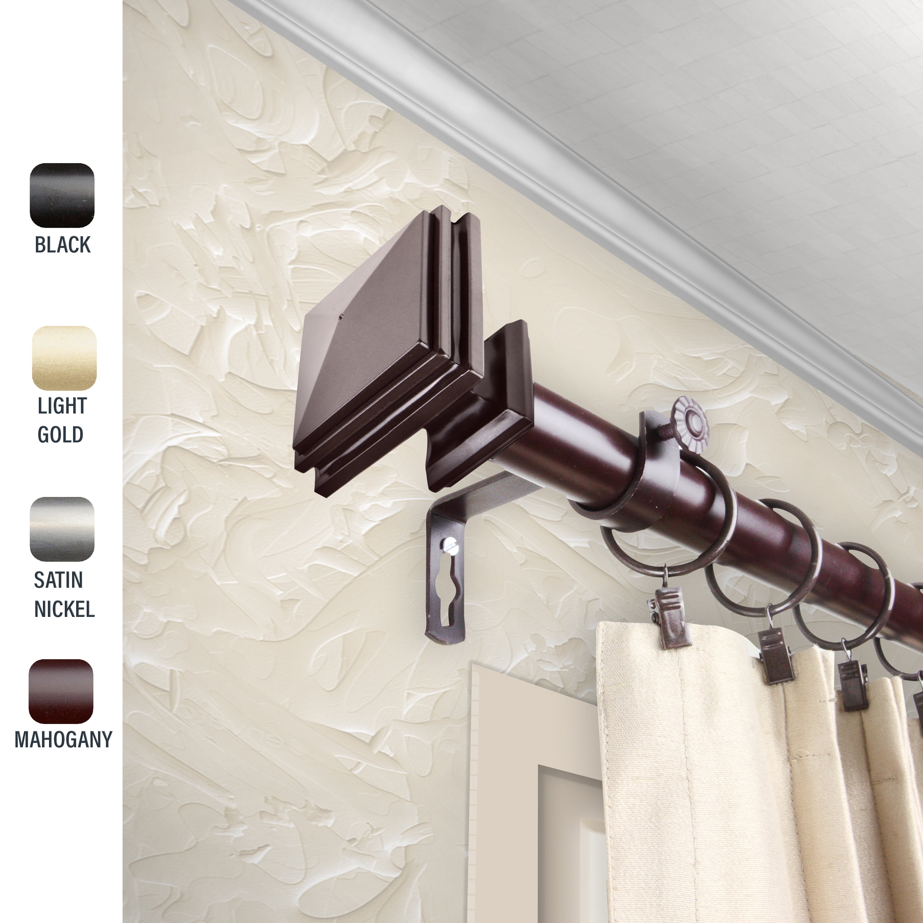 Wilson 1" dia. Curtain Rod 66-120 inches - Mahogany
