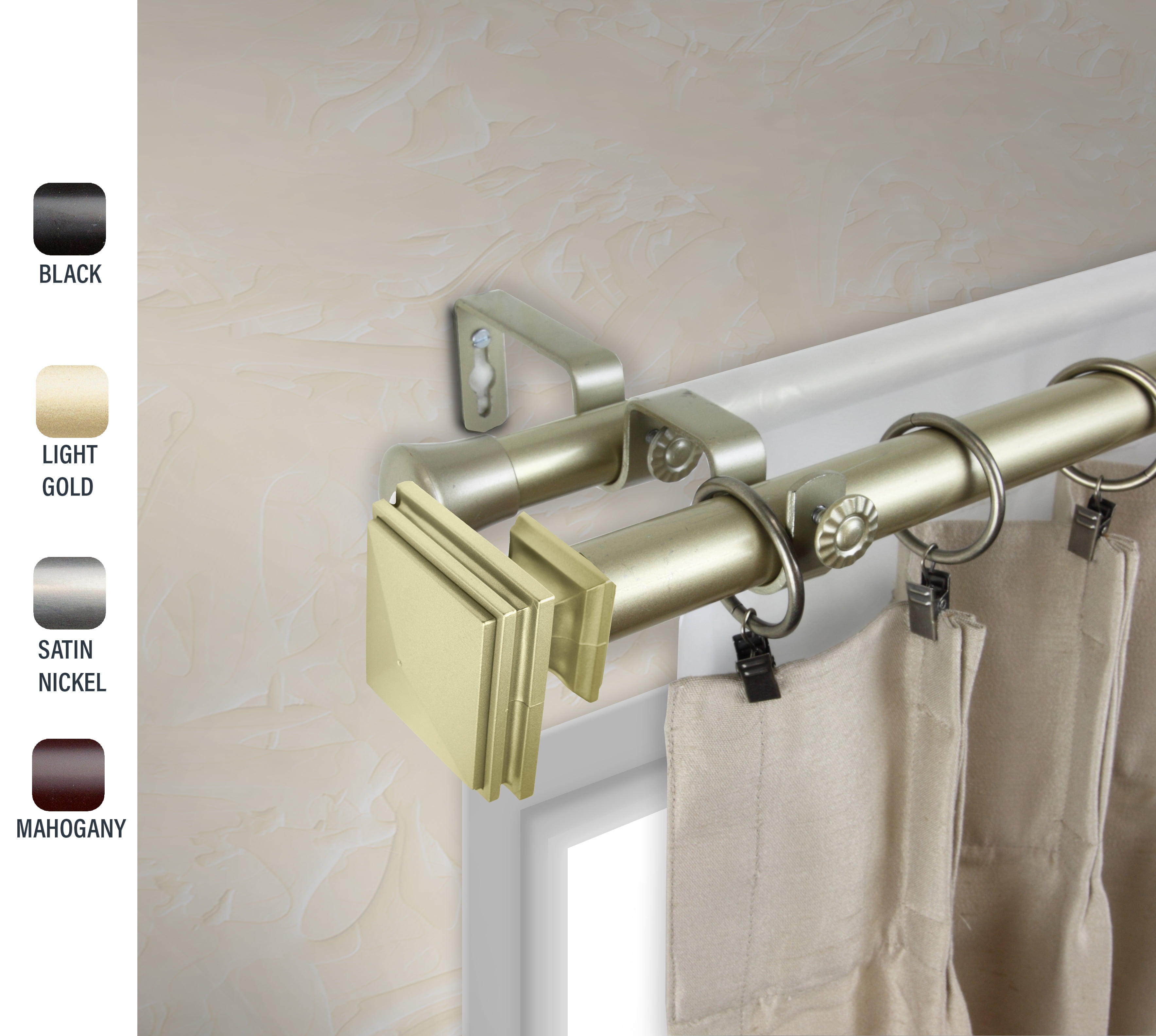 Wilson 1" dia. Double Curtain Rod 28-48 inches - Gold