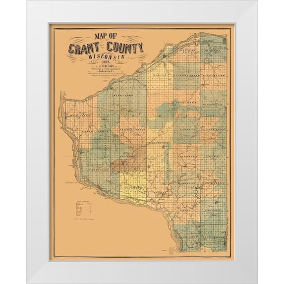 Wilson 15x18 White Modern Wood Framed Museum Art Print Titled - Grant County Wisconsin - Wilson 1857