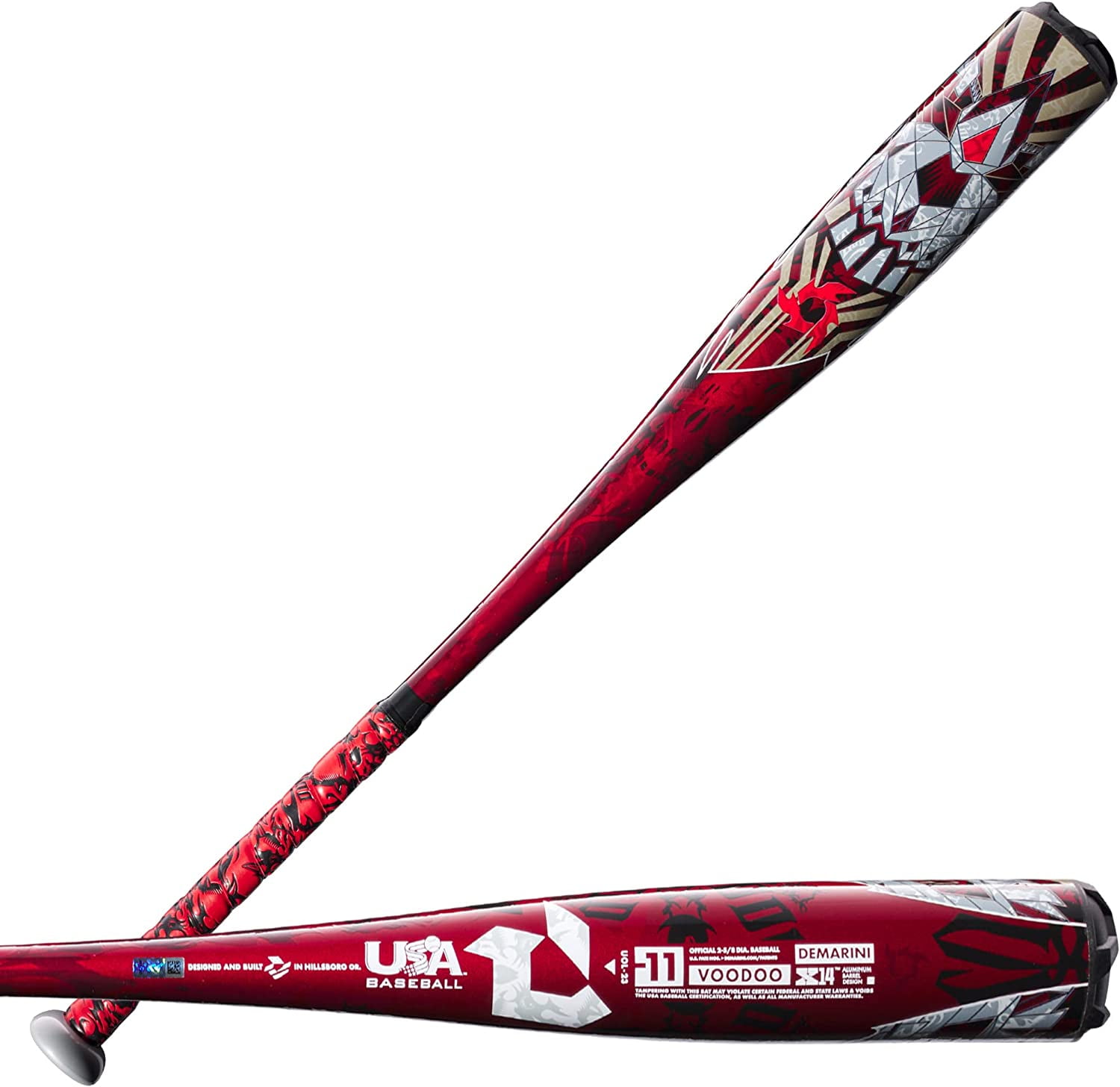 Batte de baseball vaudou DeMarini 33/30 oz BBCOR 0,50 demi + demi alliage
