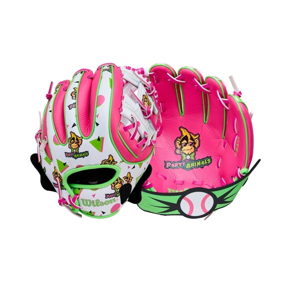 Wilson 2026 A200 EZ Catch Party Animals 10” T-Ball Glove - Flamingo Pink/White/Neon Green, Right Hand Throw