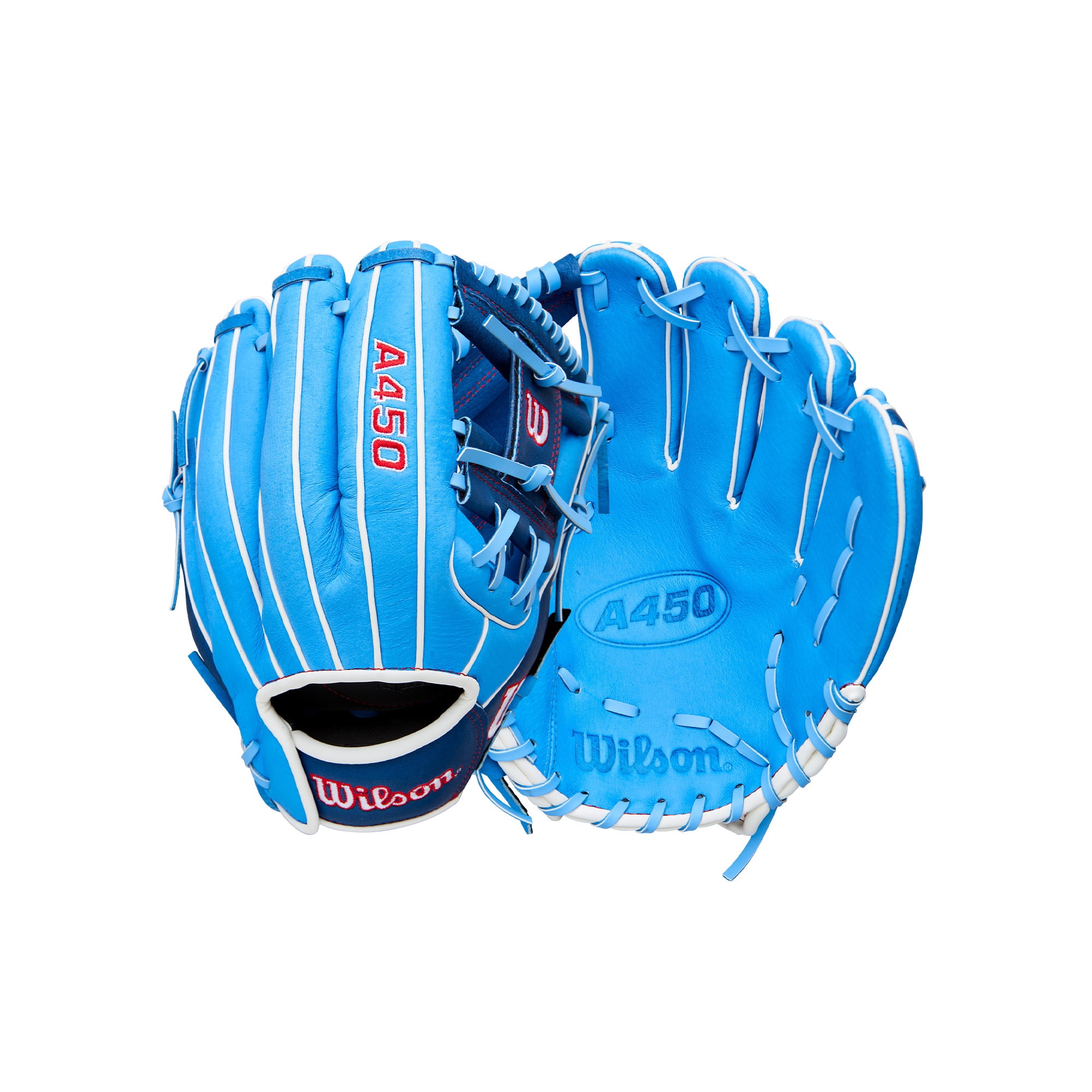 Wilson 2026 A450® 11.5" Youth Baseball Glove - Cool Blue/Royal/Red, Right Hand Throw