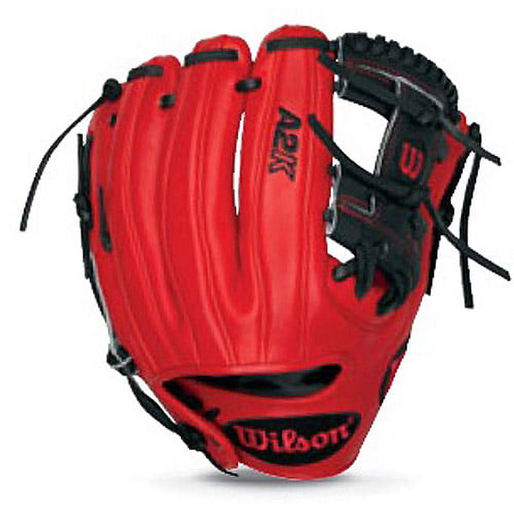 The Wilson A2000 baseball glove of Dustin Pedroia of the Boston