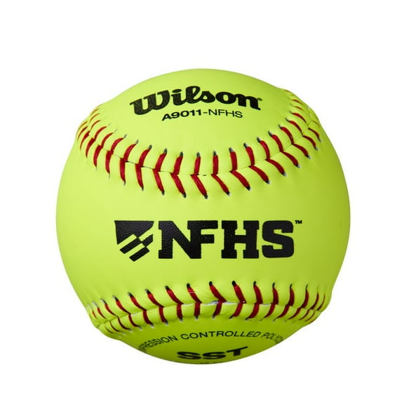 Wilson A9011 Collegiate/HS NFHS Leather Polycore Softballs- Yellow, 1 Dozen Balls