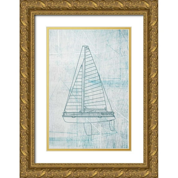 Wilson, Aimee 11x14 Gold Ornate Wood Framed with Double Matting Museum Art Print Titled - Danielas Sailboat II
