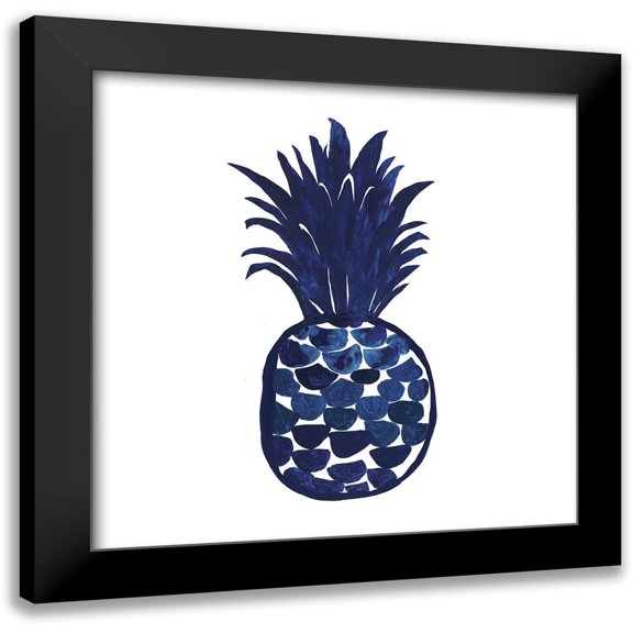 Wilson, Aimee 12x12 Black Modern Framed Museum Art Print Titled - Indigo Pineapple