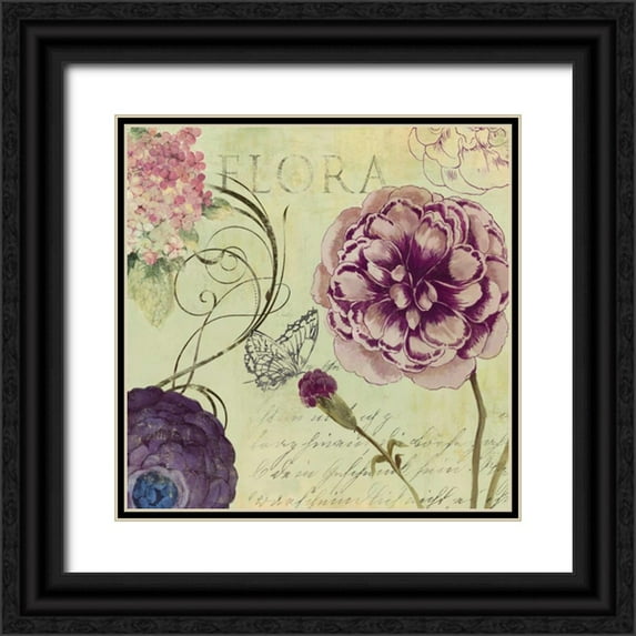 Wilson, Aimee 12x12 Black Ornate Wood Framed with Double Matting Museum Art Print Titled - Flora