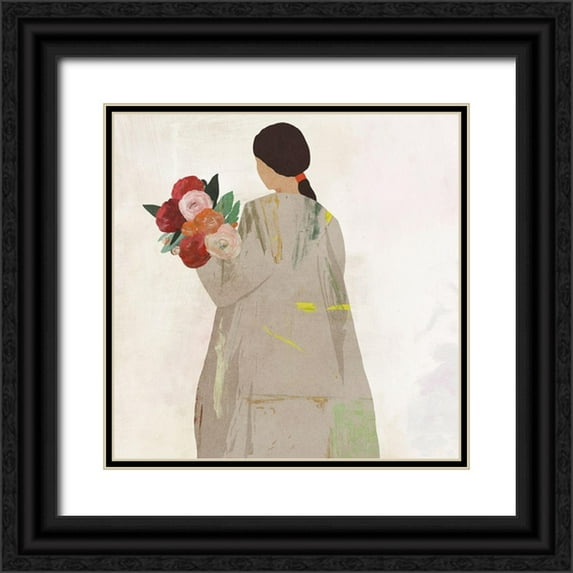 Wilson, Aimee 12x12 Black Ornate Wood Framed with Double Matting Museum Art Print Titled - Flowers for You I