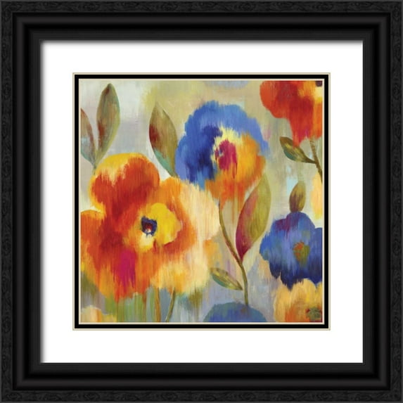 Wilson, Aimee 12x12 Black Ornate Wood Framed with Double Matting Museum Art Print Titled - Ikat Florals II