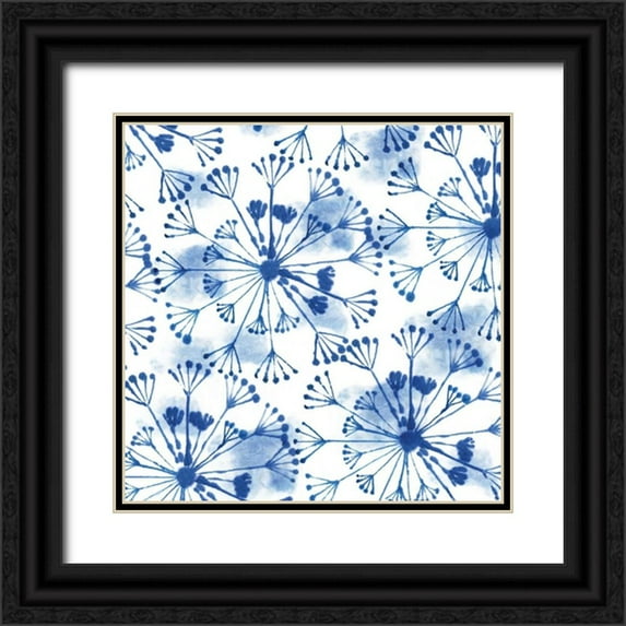 Wilson, Aimee 12x12 Black Ornate Wood Framed with Double Matting Museum Art Print Titled - Indigo Dandelion