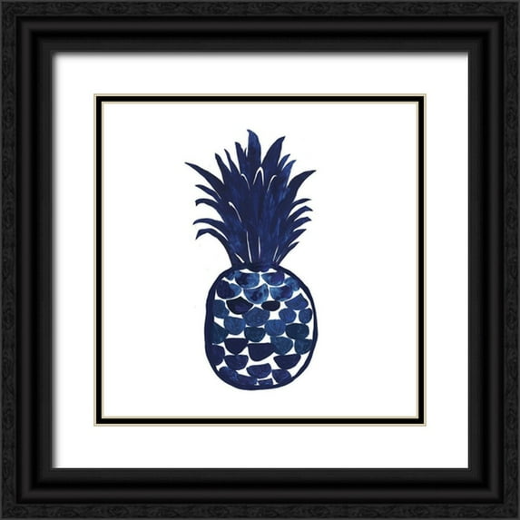 Wilson, Aimee 12x12 Black Ornate Wood Framed with Double Matting Museum Art Print Titled - Indigo Pineapple