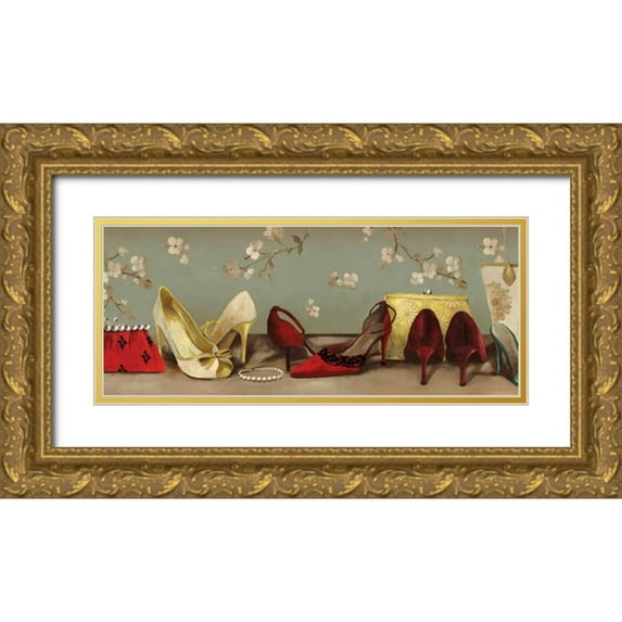 Wilson, Aimee 14x8 Gold Ornate Wood Framed with Double Matting Museum Art Print Titled - Shoe Lineup
