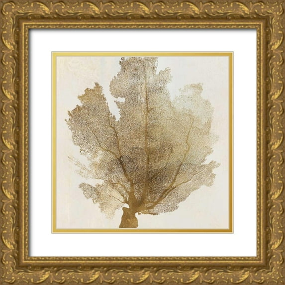 Wilson, Aimee 15x15 Gold Ornate Wood Framed with Double Matting Museum Art Print Titled - Luxe Coral II