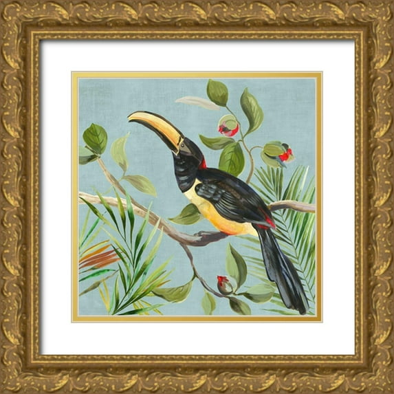 Wilson, Aimee 15x15 Gold Ornate Wood Framed with Double Matting Museum Art Print Titled - Paradise Toucan II