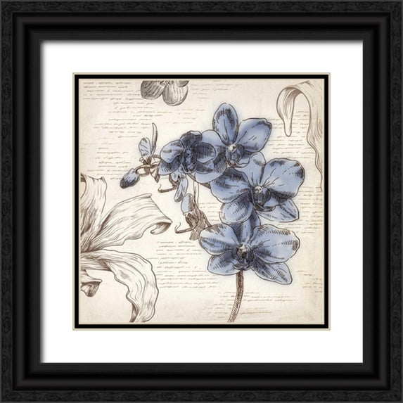 Wilson, Aimee 20x20 Black Ornate Wood Framed with Double Matting Museum Art Print Titled - Blushing Blue II - Mini