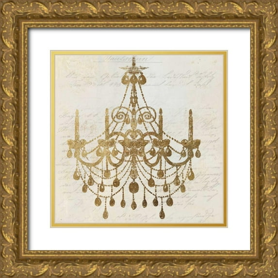 Wilson, Aimee 20x20 Gold Ornate Wood Framed with Double Matting Museum Art Print Titled - Golden Chandelier II