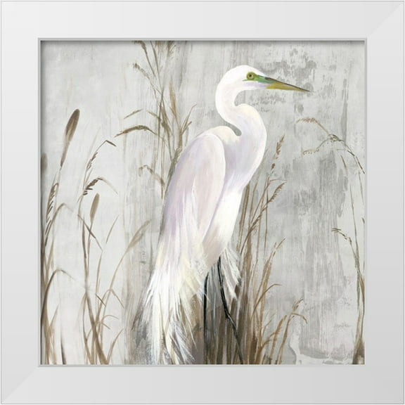 Wilson, Aimee 20x20 White Modern Wood Framed Museum Art Print Titled - Heron in the Reeds