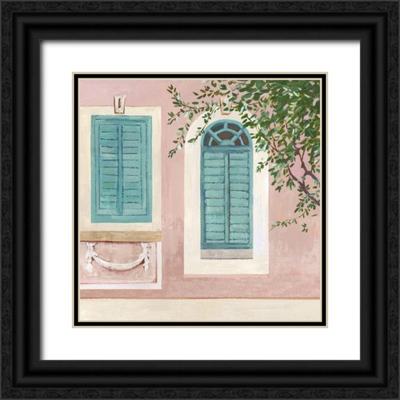 Wilson, Aimee 26x26 Black Ornate Wood Framed with Double Matting Museum Art Print Titled - Arch Blue Window