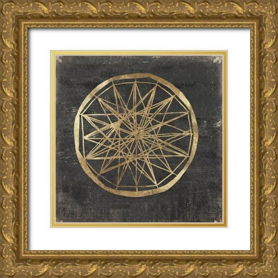 Wilson, Aimee 26x26 Gold Ornate Wood Framed with Double Matting Museum Art Print Titled - Golden Wheel III