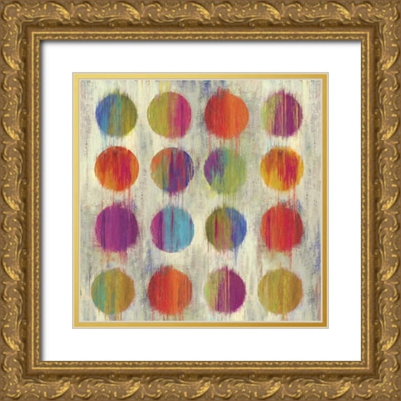 Wilson, Aimee 26x26 Gold Ornate Wood Framed with Double Matting Museum Art Print Titled - Ikat Dots I