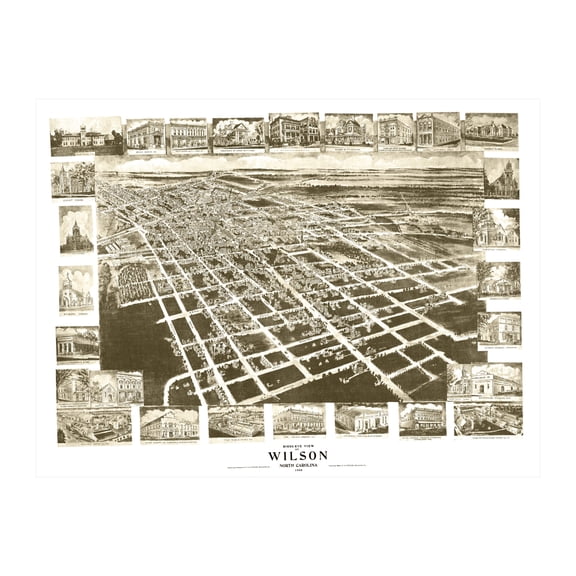 Wilson Art, 1908 Vintage Map of Wilson North Carolina, NC History Wall Decor Gift, Old Wilson Map - 24" x 18" Unframed Print