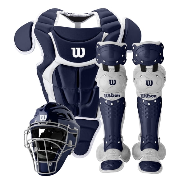 Wilson C200 Youth Baseball Catcher's Gear Kit - Navy (Ages 7-12)