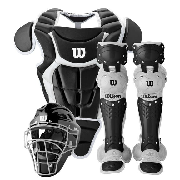 Wilson C200 Youth Baseball Catcher's Gear Kit - Black (Ages 7-12)