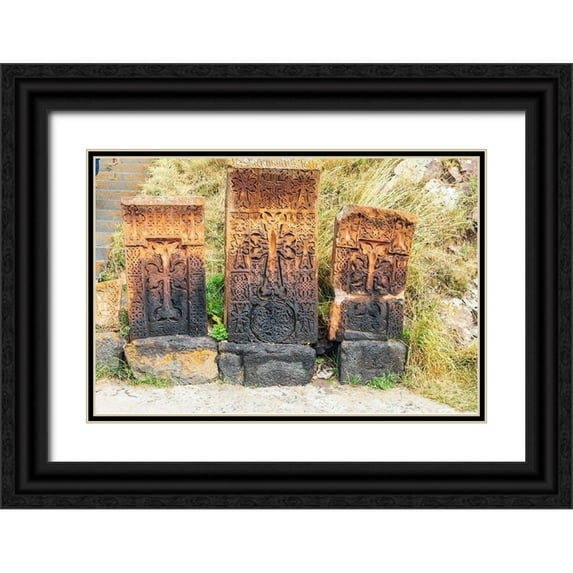Wilson, Emily 14x11 Black Ornate Wood Framed with Double Matting Museum Art Print Titled - Armenia-Sevan Sevanavank 9th century Monastery complex Stone tablets