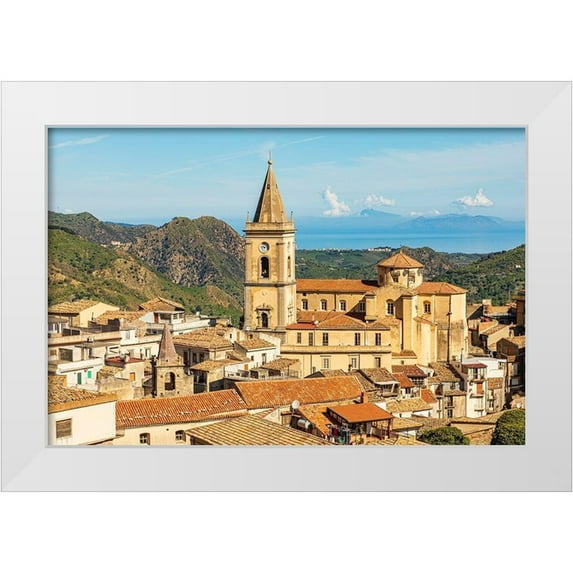 Wilson, Emily 14x11 White Modern Wood Framed Museum Art Print Titled - Messina Province-Novara di Sicilia The medieval hill town of Novara di Sicilia