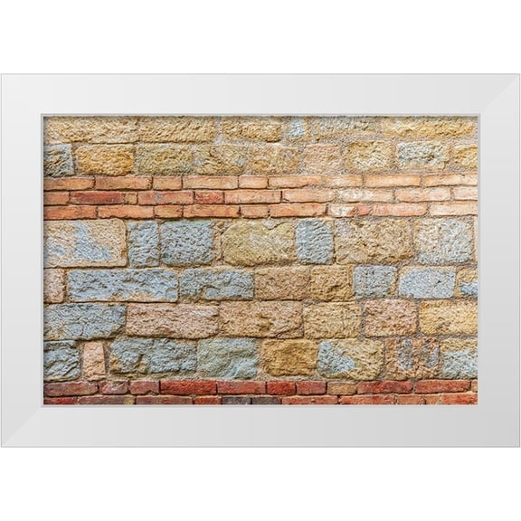 Wilson, Emily 14x11 White Modern Wood Framed Museum Art Print Titled - Palermo Province-A stone wall with brick inlay in the town of Gangi