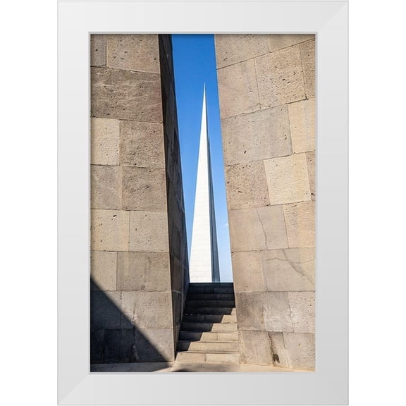 Wilson, Emily 17x24 White Modern Wood Framed Museum Art Print Titled - Yerevan-Armenia The Memorial Column at the Tsitsernakaberd Armenian Genocide Memorial Complex
