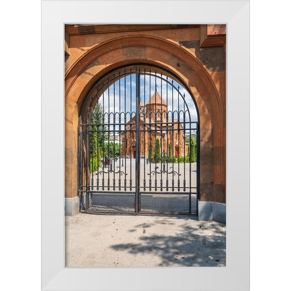 Wilson, Emily 23x32 White Modern Wood Framed Museum Art Print Titled - Armenia-Yerevan-Nork-Marash district Surb Astvatsatsin Church-seen through the gate