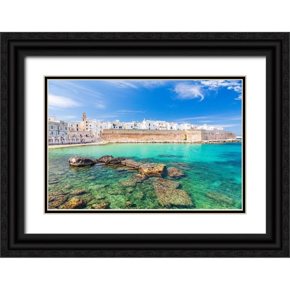 Wilson, Emily 32x23 Black Ornate Wood Framed with Double Matting Museum Art Print Titled - Italy-Apulia-Metropolitan City of Bari-Monopoli Porta Vecchia (Old Port)