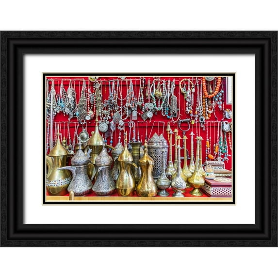 Wilson, Emily M. 14x11 Black Ornate Wood Framed with Double Matting Museum Art Print Titled - Middle East-Arabian Peninsula-Oman-Ad Dakhiliyah-Nizwa-Traditional tea pots and jewelry for sale