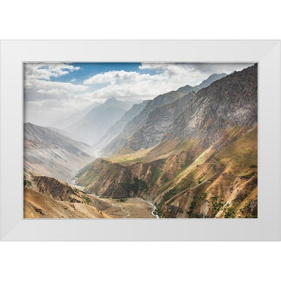 Wilson, Emily M. 24x17 White Modern Wood Framed Museum Art Print Titled - Pandzhkhok-Sughd-Tajikistan Canyon in the mountains of Tajikistan