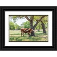 thumbnail image 1 of Wilson, Emily M. 32x23 Black Ornate Wood Framed with Double Matting Museum Art Print Titled - Marble Falls-Texas-USA-Longhorn cattle in the Texas Hill Country, 1 of 4