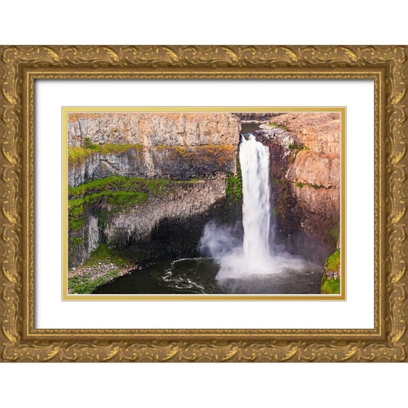 Wilson, Emily M. 32x23 Gold Ornate Wood Framed with Double Matting Museum Art Print Titled - Palouse Falls State Park-Washington State-USA-Palouse falls pouring over cliffs